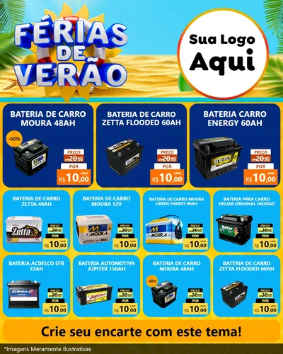 Modelo de Rede Social para Feed Instagram com o tema Férias de Verão para Baterias Elétricas