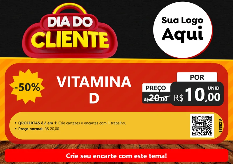 Modelo de Cartaz para Cartaz A4 Horizontal com o tema Dia do Cliente para Farmácia