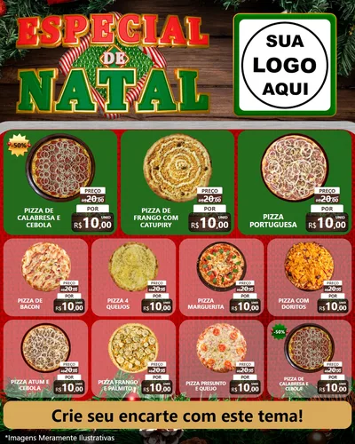 Modelo de Rede Social para Feed Instagram com o tema Especial de Natal para Pizzaria