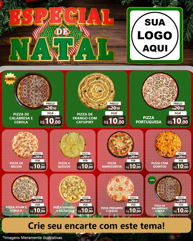 Modelo de Rede Social para Feed Instagram com o tema Especial de Natal para Pizzaria