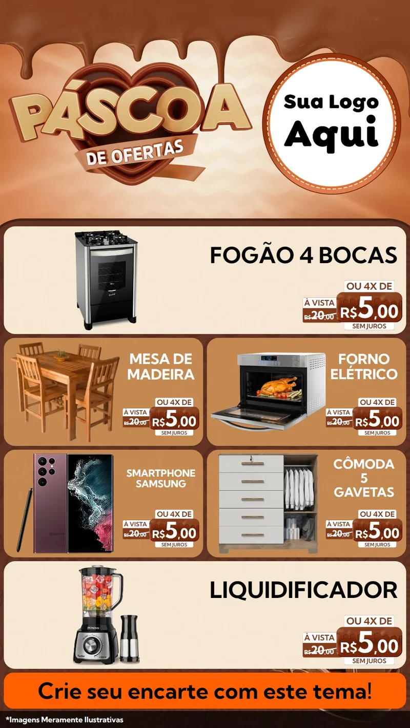Modelo de TV para TV Vertical com o tema Páscoa de Ofertas para Móveis e Eletro