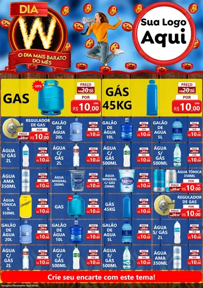 Modelo de Encarte para Encarte A4 Vertical com o tema Dia W - O Dia Mais Barato Do Mês para Água e gás