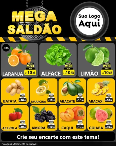 Modelo de Rede Social para Feed Instagram com o tema Mega Saldão para Hortifrúti