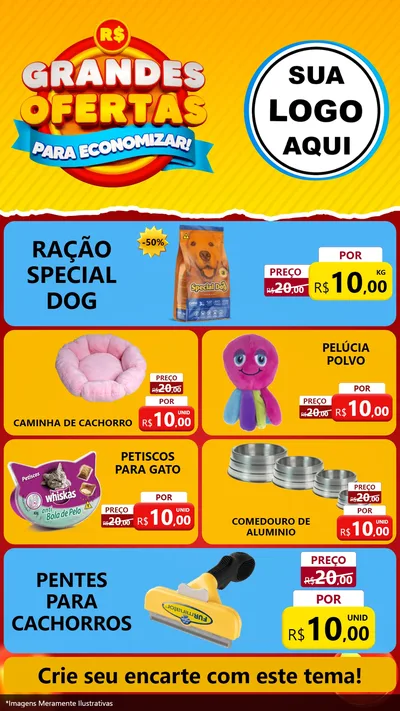 Modelo de TV para TV Vertical com o tema Grandes Ofertas Para Economizar! para Pet Shop