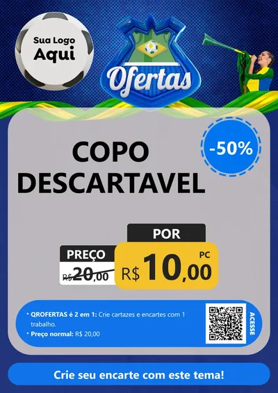 Modelo de Cartaz para Cartaz A4 Vertical com o tema Ofertas (Futebol) para Embalagens