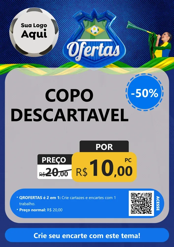 Modelo de Cartaz para Cartaz A4 Vertical com o tema Ofertas (Futebol) para Embalagens