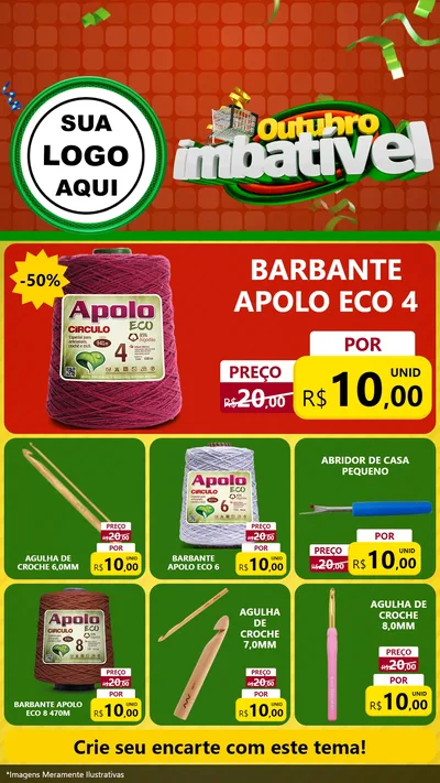 Modelo de Rede Social para Stories com o tema Outubro Imbatível para Armarinho e Aviamentos