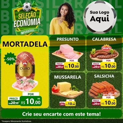 Modelo de Rede Social para Feed Facebook com o tema Seleção de Economia - Copa para Frios e Laticínios
