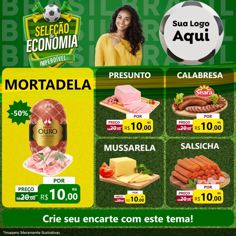 Modelo de Rede Social para Feed Facebook com o tema Seleção de Economia - Copa para Frios e Laticínios