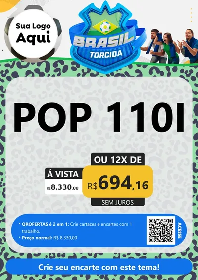 Modelo de Cartaz para Cartaz A4 Vertical com o tema Brasil Torcida - Copa para Concessionaria de Motos