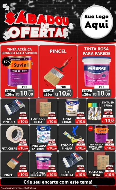 Modelo de Encarte para Encarte Grande com o tema Sabadou de Ofertas para Tintas e Ferramentas