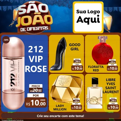 Modelo de Rede Social para Feed Facebook com o tema São João Ofertas Imbatíveis! - Junina para Perfumes