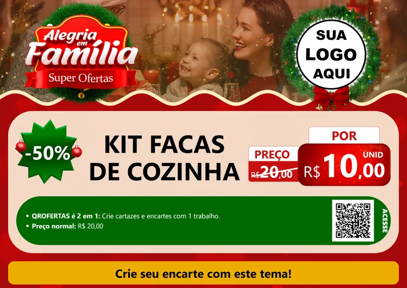 Modelo de Cartaz para Cartaz A4 Horizontal com o tema Alegria Em Família - Super Ofertas para Utilidades Domésticas