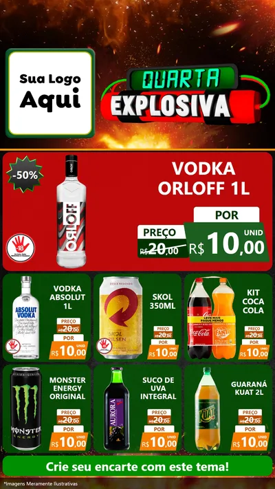 Modelo de Rede Social para Stories com o tema Quarta Explosiva para Distribuidora de bebidas