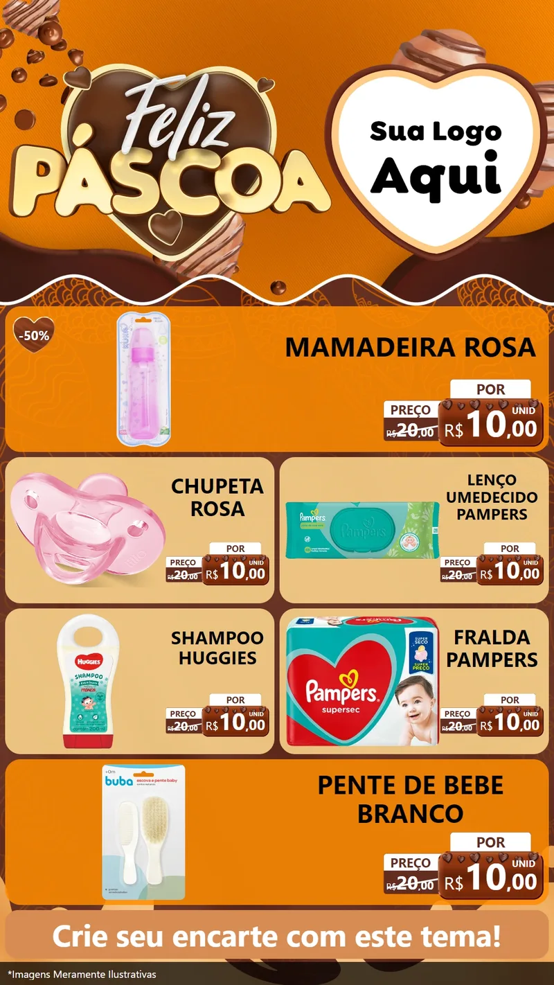 Modelo de TV para TV Vertical com o tema Feliz Páscoa para Bebês