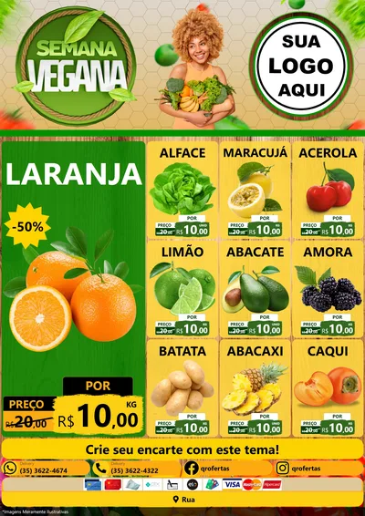 Modelo de Encarte para Encarte A4 Vertical com o tema Semana Vegana para Hortifrúti