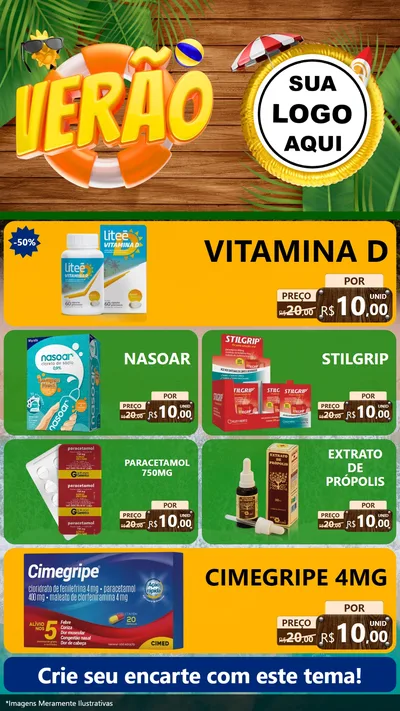 Modelo de TV para TV Vertical com o tema Verão para Farmácia