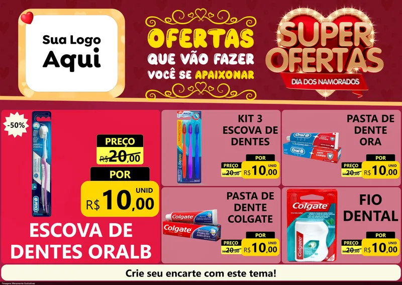 Modelo de Encarte para Encarte A4 Horizontal com o tema Dia dos Namorados para Higiene Pessoal