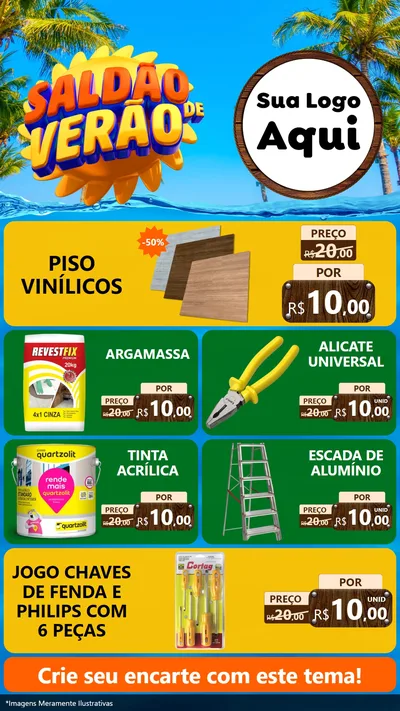 Modelo de TV para TV Vertical com o tema Saldão de Verão para Material para Construção