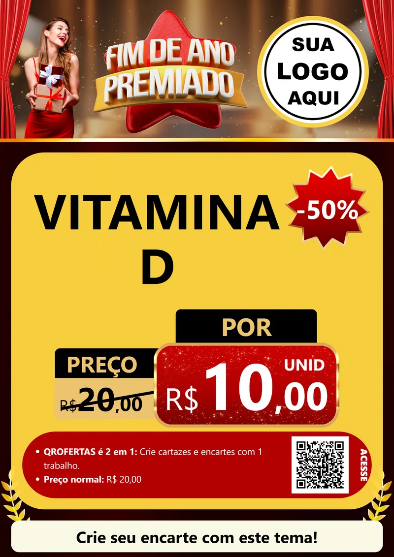 Modelo de Cartaz para Cartaz A4 Vertical com o tema Fim de Ano Premiado para Farmácia