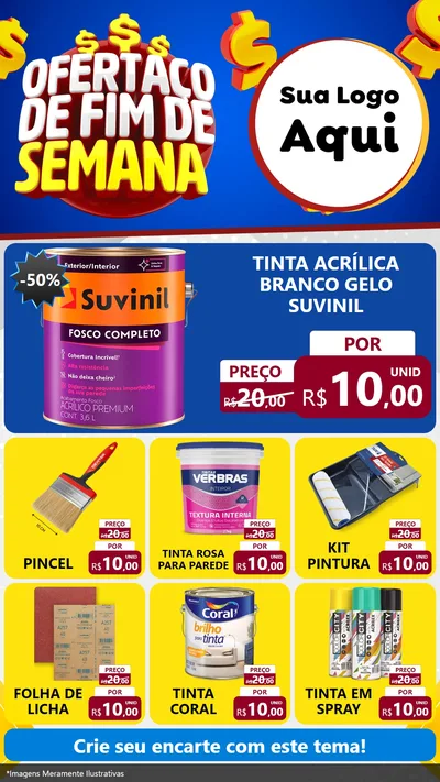 Modelo de Rede Social para Stories com o tema Ofertaço de Fim de Semana para Tintas e Ferramentas
