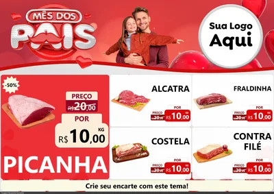 Modelo de Encarte para Encarte A4 Horizontal com o tema Mês dos Pais para Açougue