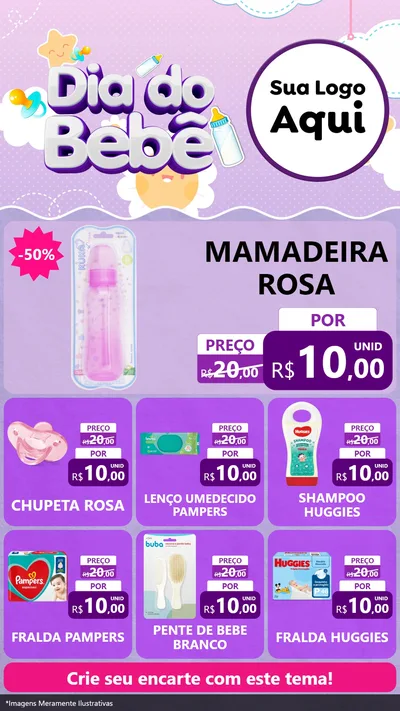 Modelo de Rede Social para Stories com o tema Dia do Bebê para Bebês