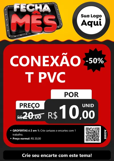 Modelo de Cartaz para Cartaz A4 Vertical com o tema Fecha Mês para Tubos e conexões