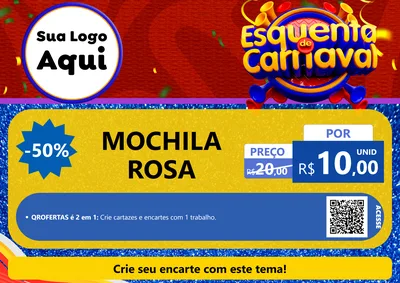 Modelo de Cartaz para Cartaz A4 Horizontal com o tema Esquenta de Carnaval para Papelaria