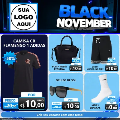 Modelo de Rede Social para Feed Facebook com o tema Black November para Roupas e acessórios