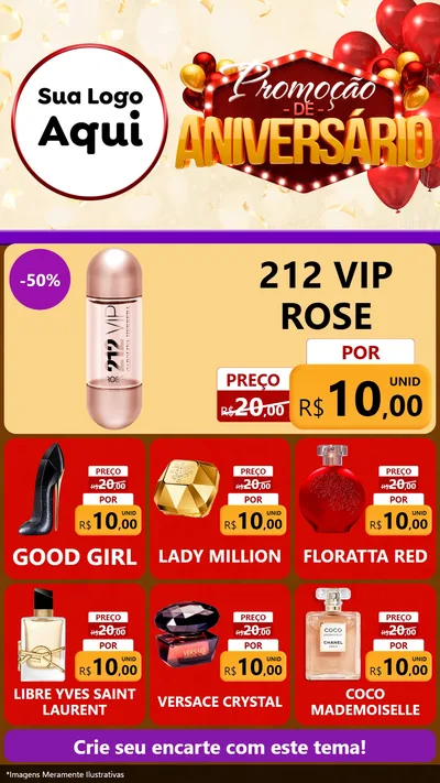 Modelo de Rede Social para Stories com o tema Promoção de Aniversário para Perfumes