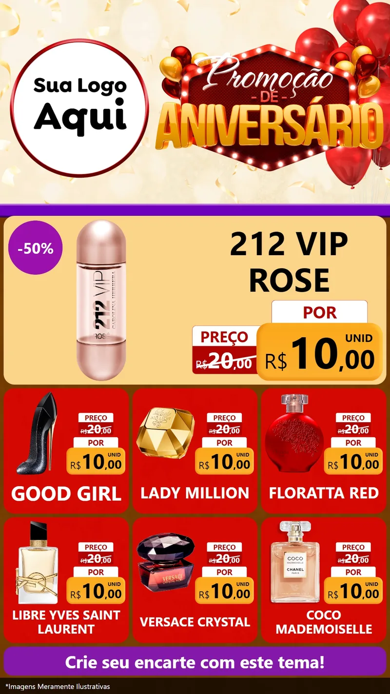 Modelo de Rede Social para Stories com o tema Promoção de Aniversário para Perfumes