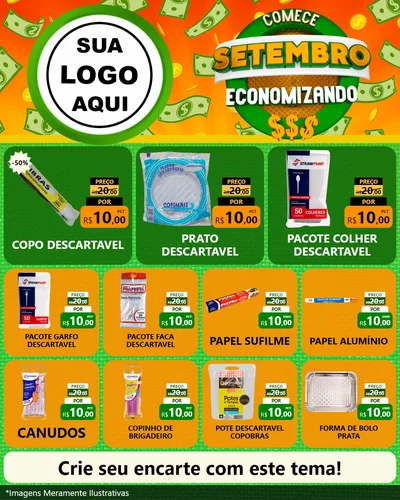 Modelo de Rede Social para Feed Instagram com o tema Comece Setembro Economizando para Embalagens