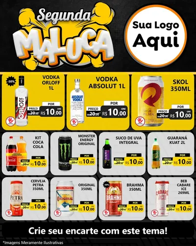 Modelo de Rede Social para Feed Instagram com o tema Segunda Maluca para Distribuidora de bebidas