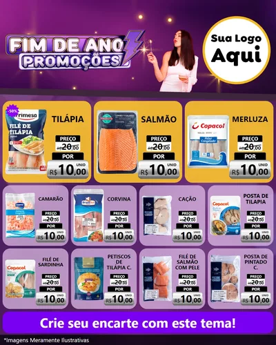 Modelo de Rede Social para Feed Instagram com o tema Fim de Ano Promoções para Peixaria