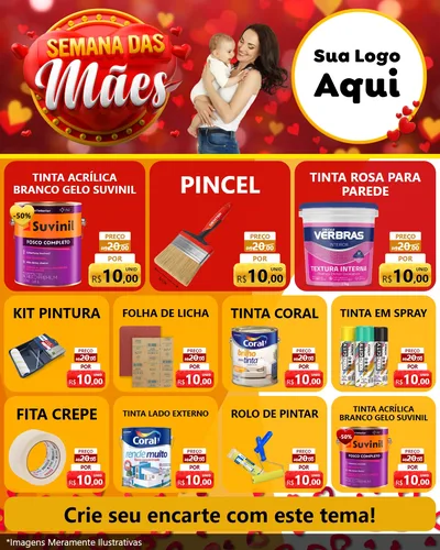 Modelo de Rede Social para Feed Instagram com o tema Semana das Mães para Tintas e Ferramentas