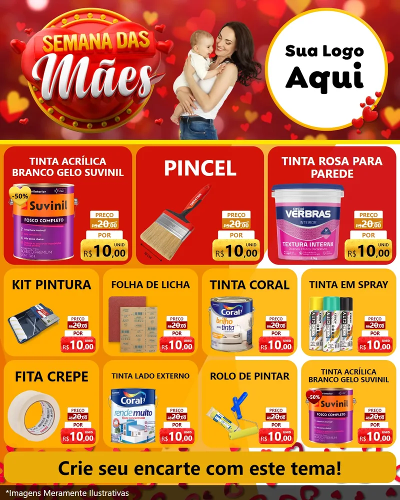 Modelo de Rede Social para Feed Instagram com o tema Semana das Mães para Tintas e Ferramentas