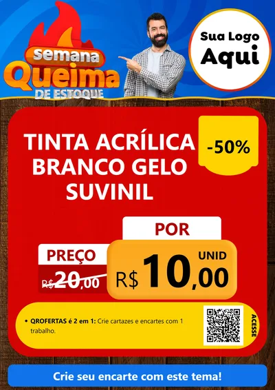 Modelo de Cartaz para Cartaz A4 Vertical com o tema Semana Queima de Estoque para Tintas e Ferramentas