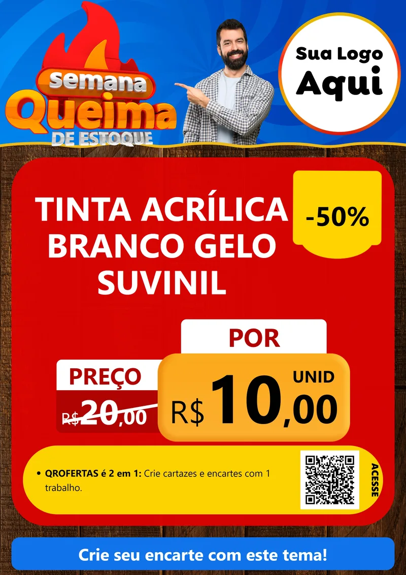 Modelo de Cartaz para Cartaz A4 Vertical com o tema Semana Queima de Estoque para Tintas e Ferramentas