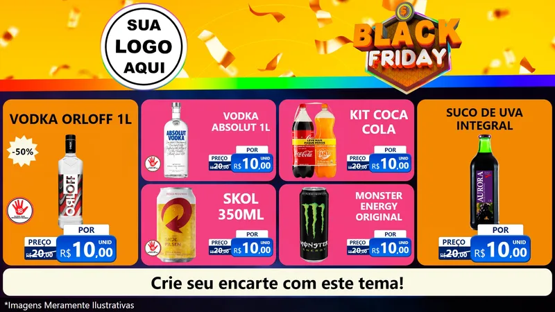 Modelo de TV para TV Horizontal com o tema Black Friday para Distribuidora de bebidas