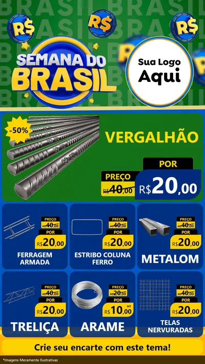 Modelo de Rede Social para Stories com o tema Semana Do Brasil para Ferragens
