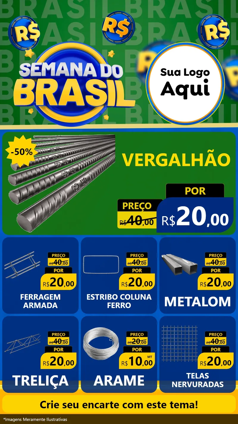 Modelo de Rede Social para Stories com o tema Semana Do Brasil para Ferragens