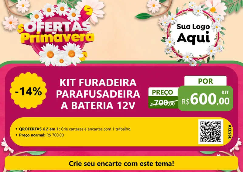 Modelo de Cartaz para Cartaz A4 Horizontal com o tema Ofertas de Primavera para Maquinas e Ferramentas