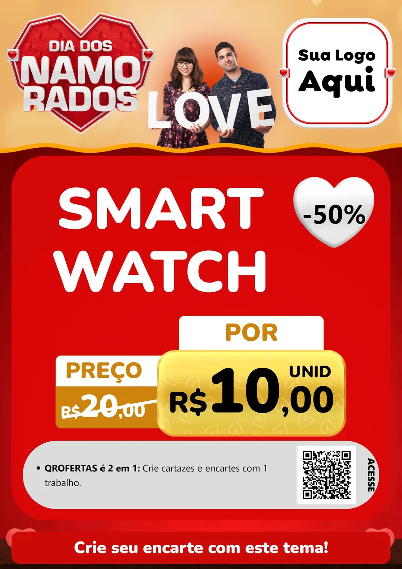 Modelo de Cartaz para Cartaz A4 Vertical com o tema Dia dos Namorados para Informática