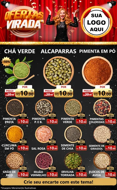 Modelo de Encarte para Encarte Grande com o tema Ofertas da Virada para Produtos Naturais