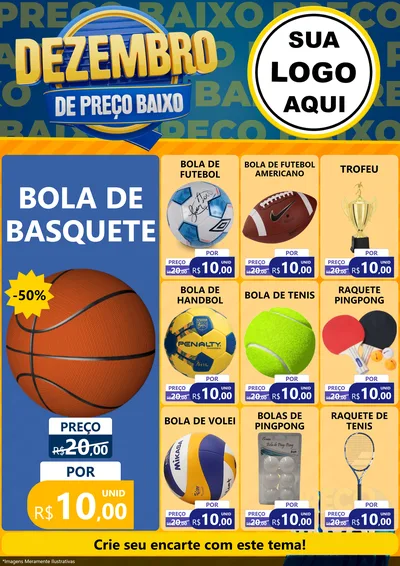 Modelo de Encarte para Encarte A4 Vertical com o tema Dezembro de Preço Baixo para Artigos Esportivos