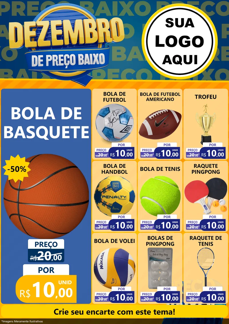 Modelo de Encarte para Encarte A4 Vertical com o tema Dezembro de Preço Baixo para Artigos Esportivos