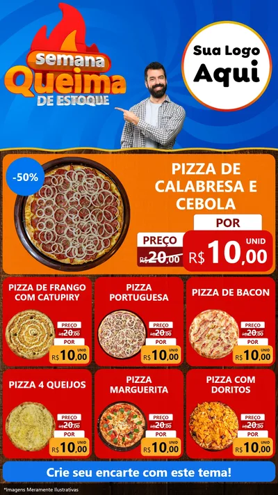 Modelo de Rede Social para Stories com o tema Semana Queima de Estoque para Pizzaria
