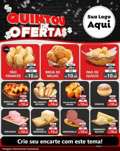 Modelo de Rede Social para Feed Instagram com o tema Quintou de Ofertas para Padaria