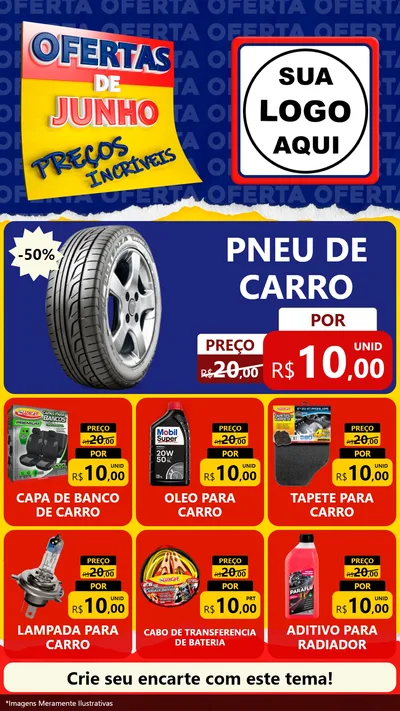 Modelo de Rede Social para Stories com o tema Ofertas de Junho - Preços Incríveis para Auto peças
